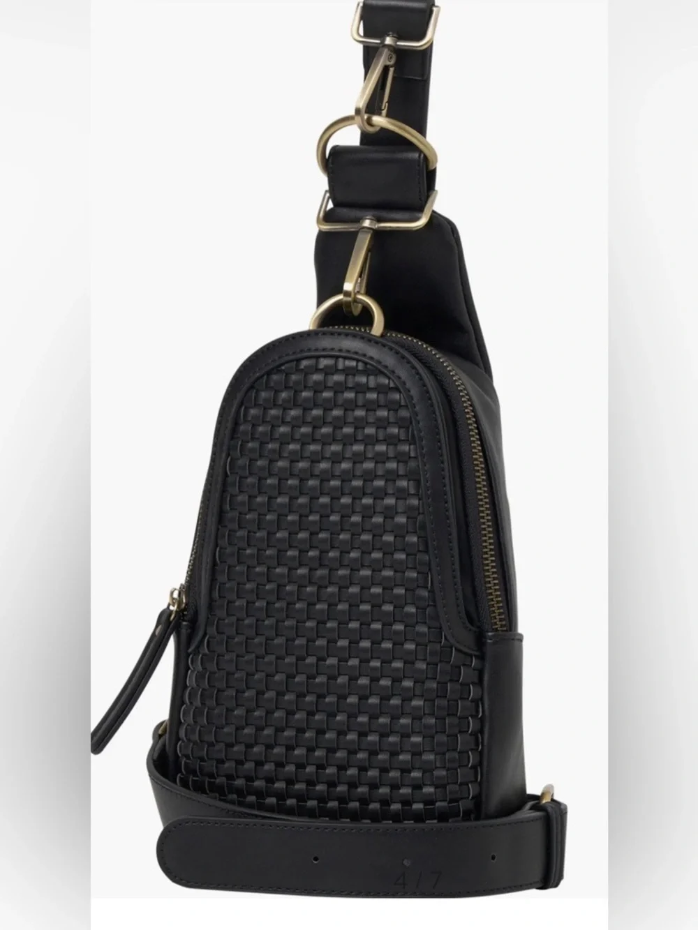 NWT Urban Originals Liberty Woven Vegan Leather Crossbody In Black - Picture 3 of 9